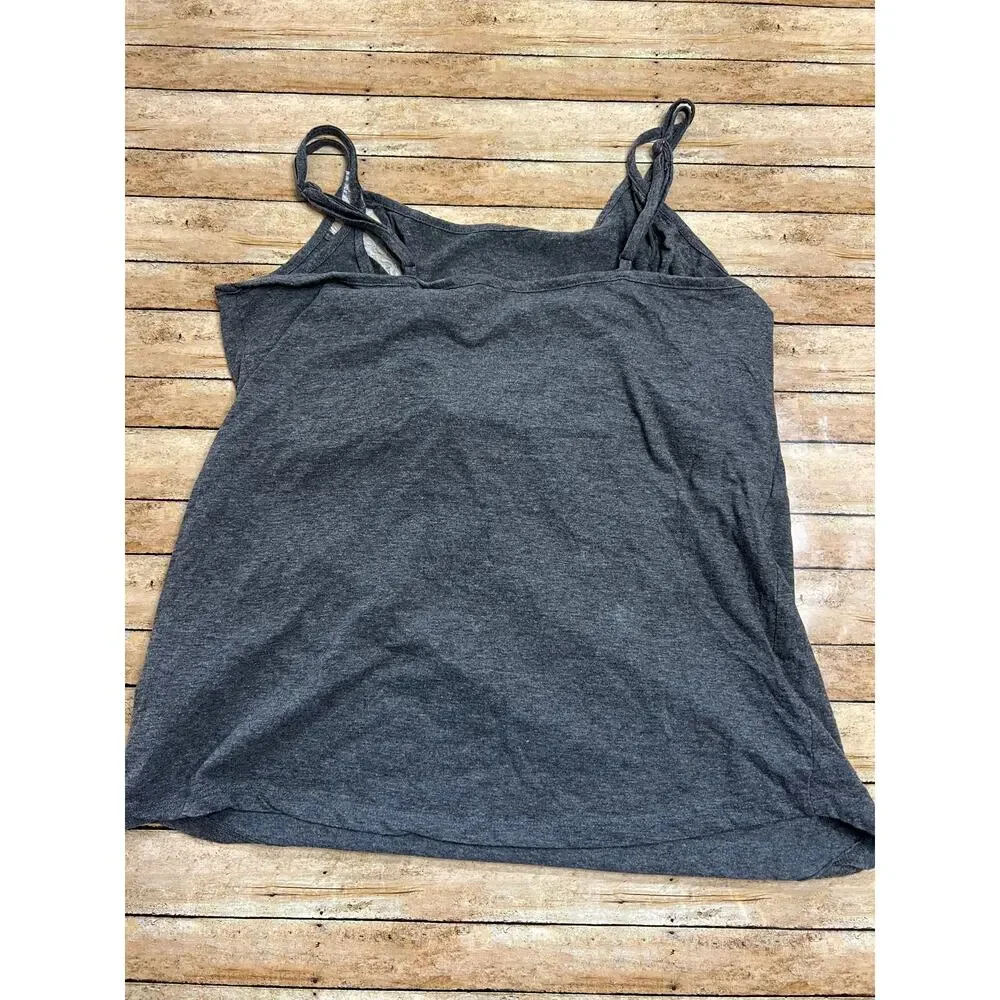 Thyme Maternity Gray Nursing Cami Sleepwear Pajama Top Tank Lace Size L
